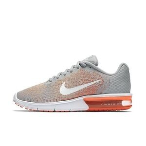 Nike® (Women's 9.5) Air Max™ Sequent 2 Running Shoes in Wolf Gray/Bright Mango‎